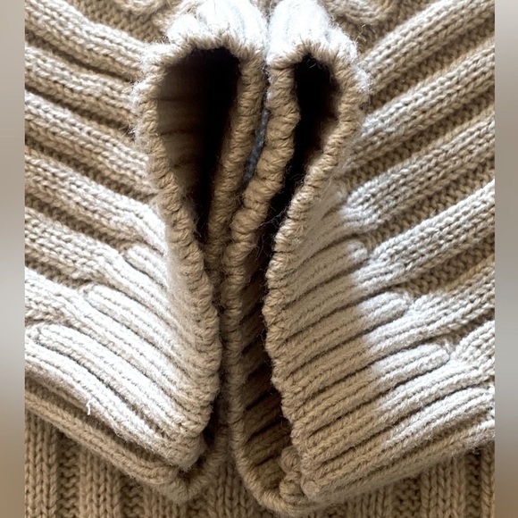 ASOS Cable Knit Turtleneck Cardigan Size Medium Tan - Picture 8 of 13